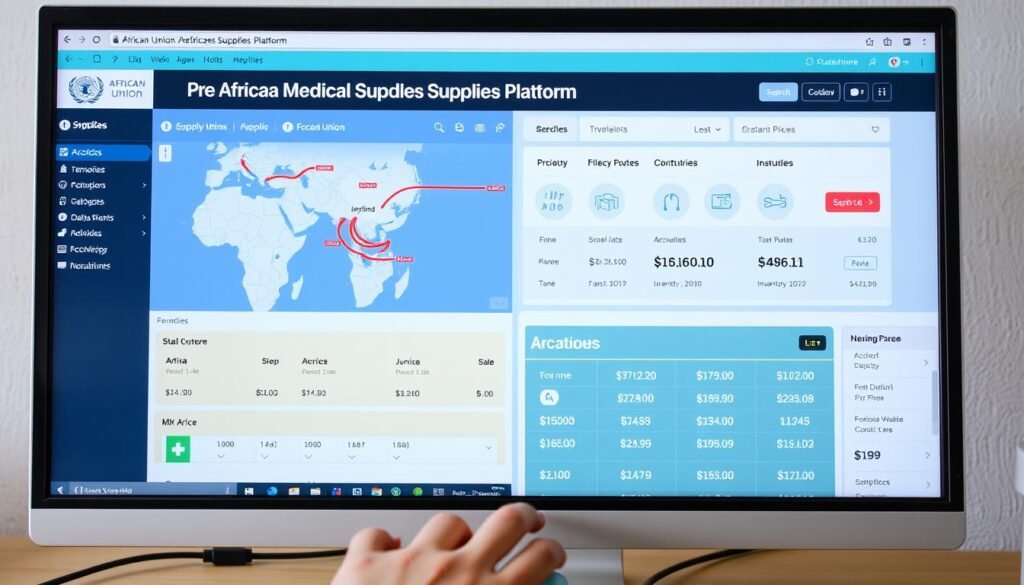 African Medical Supplies Platform digital interface showing regional coordination of medical resources