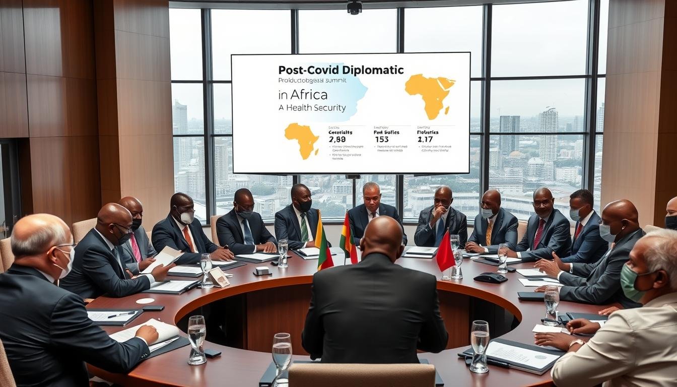 African leaders at a post-pandemic diplomatic summit discussing health security and regional cooperation