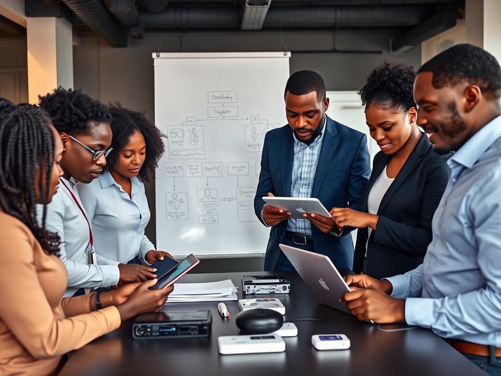 Nigerian and South African tech entrepreneurs collaborating on digital health solutions