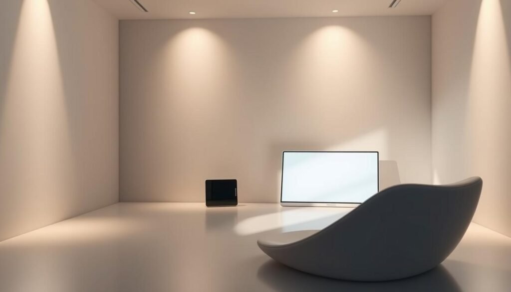 A tranquil, secure digital sanctuary with a seamless, minimalist interface. Crisp, clean lines and subtle gradients create an inviting, yet discreet atmosphere. Soft, indirect lighting gently illuminates the space, giving a sense of privacy and control. The UI elements are meticulously designed, blending harmoniously with the surroundings. A serene, almost meditative ambiance pervades the scene, conveying a heightened sense of digital privacy and personal agency. Sleek, modern devices reside within this sanctuary, accessible only to the authorized user through biometric authentication. The overall impression is one of elegant simplicity, where technology serves to empower the individual's privacy and autonomy. A tranquil, secure digital sanctuary with a seamless, minimalist interface. Crisp, clean lines and subtle gradients create an inviting, yet discreet atmosphere. Soft, indirect lighting gently illuminates the space, giving a sense of privacy and control. The UI elements are meticulously designed, blending harmoniously with the surroundings. A serene, almost meditative ambiance pervades the scene, conveying a heightened sense of digital privacy and personal agency. Sleek, modern devices reside within this sanctuary, accessible only to the authorized user through biometric authentication. The overall impression is one of elegant simplicity, where technology serves to empower the individual's privacy and autonomy.